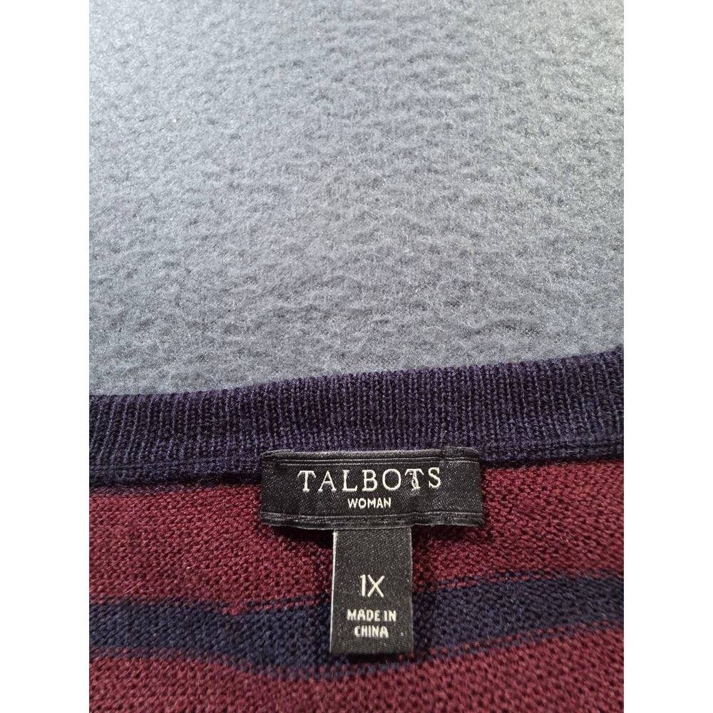 Talbots Wool blend Dress Knit Stripes Pockets Red Grey Blue Size 1X A010514 - Picture 5 of 8